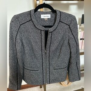 Calvin Klein Black & White Tweed Zip Jacket